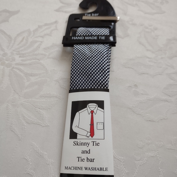 New Bergamo New York checkered tie and bar hand made - Picture 2 of 6